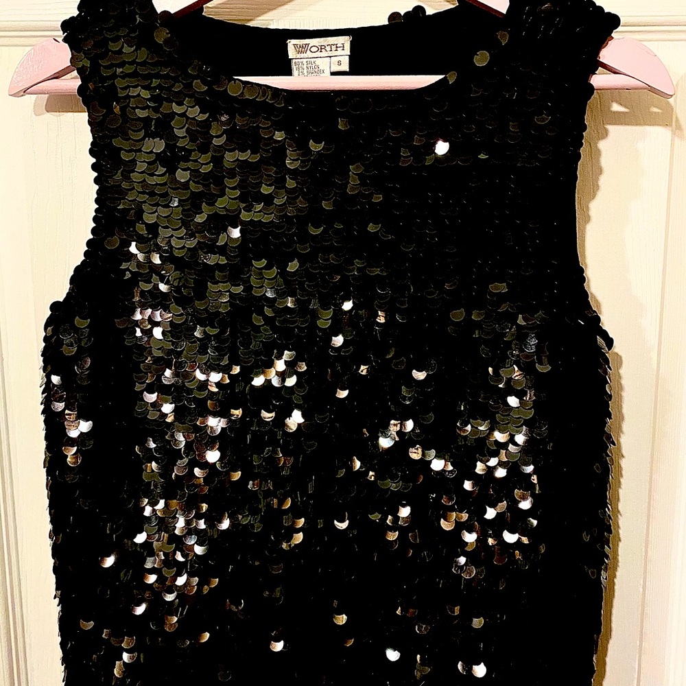 Black large sequin top